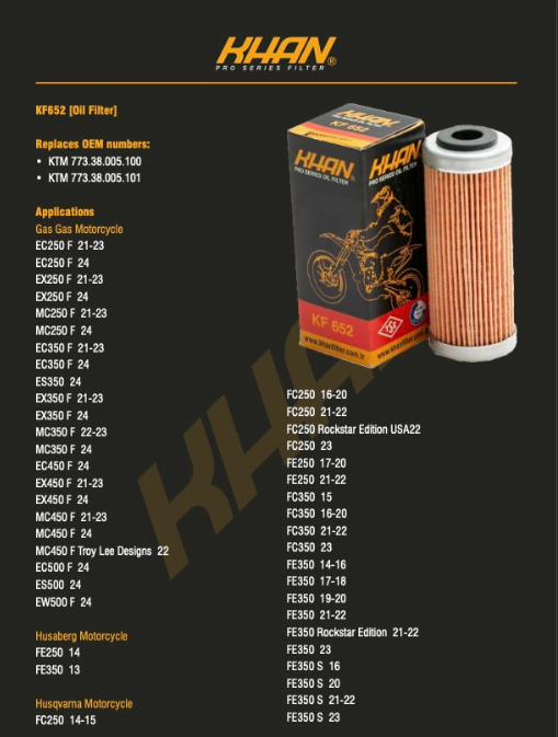 Filtro de Aceite KHAN KF-652