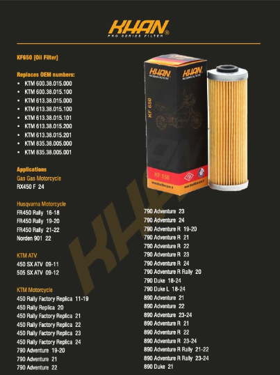 Filtro de Aceite KHAN KF-650