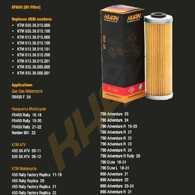 Filtro de Aceite KHAN KF-650