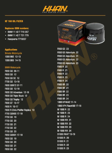 Filtro de Aceite KHAN KF-160