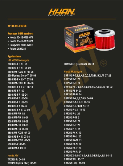 Filtro de Aceite KHAN KF-116