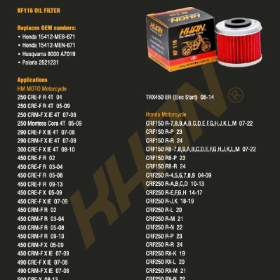 Filtro de Aceite KHAN KF-116